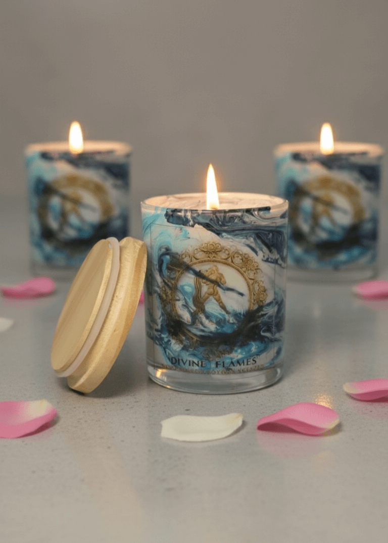 Aquarius Zodiac Marble Glass Candle Aquarius Zodiac Marble Glass Candle - Image 2