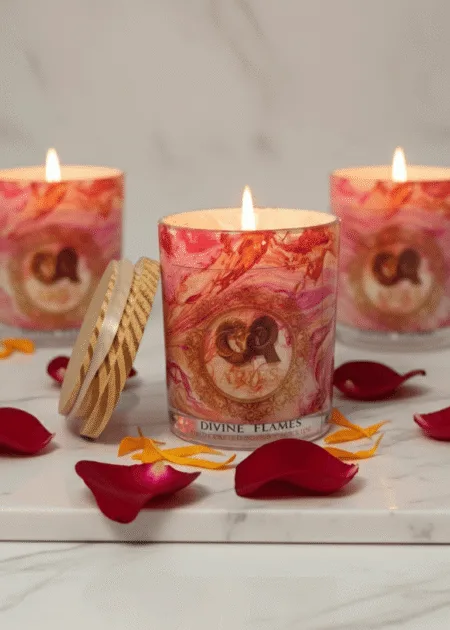 Aries Zodiac Marble Glass Candle - Image 2