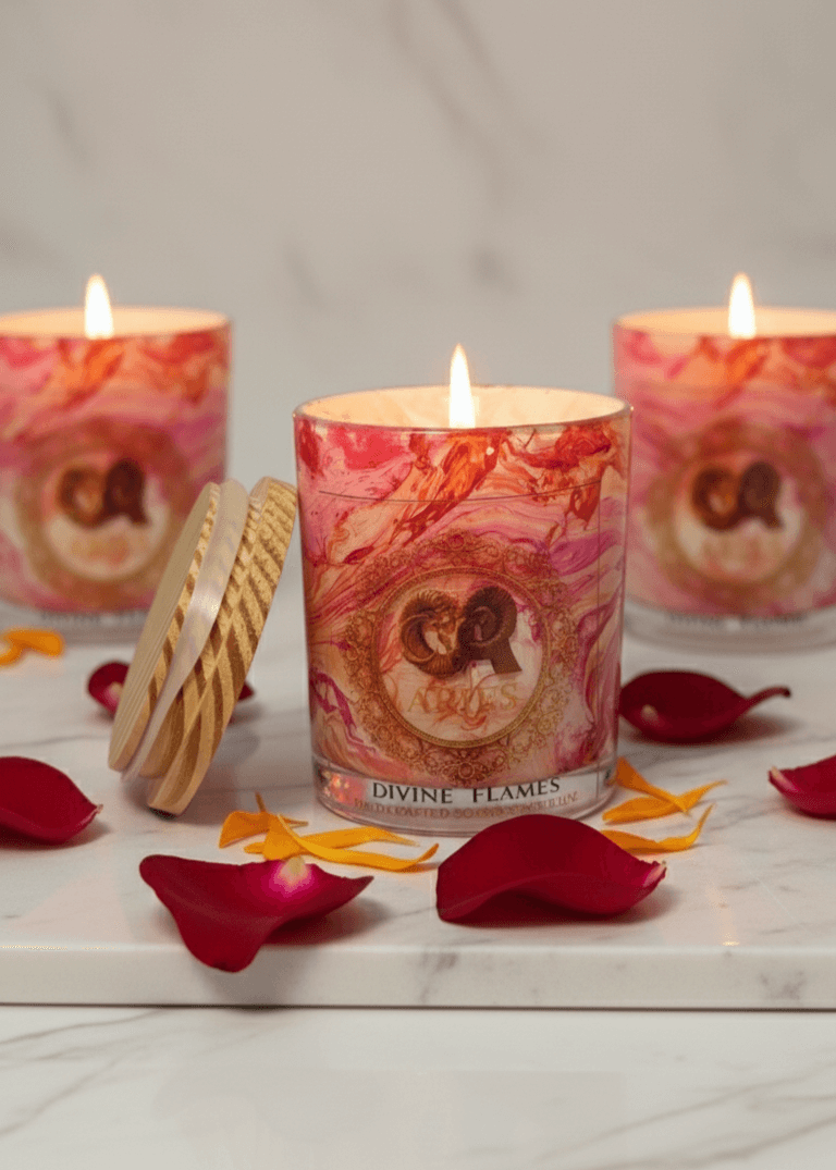 Aries Zodiac Marble Glass Candle Aries Zodiac Marble Glass Candle - Image 2