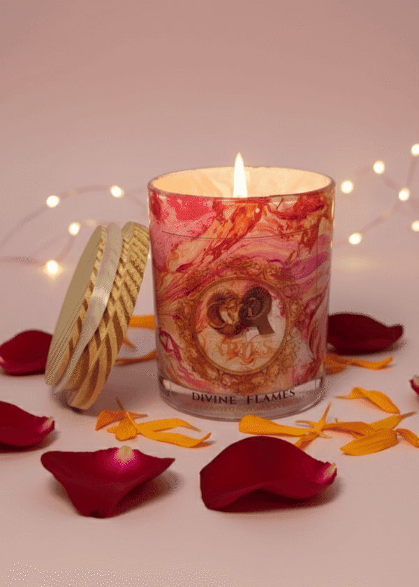 Aries Zodiac Marble Glass Candle