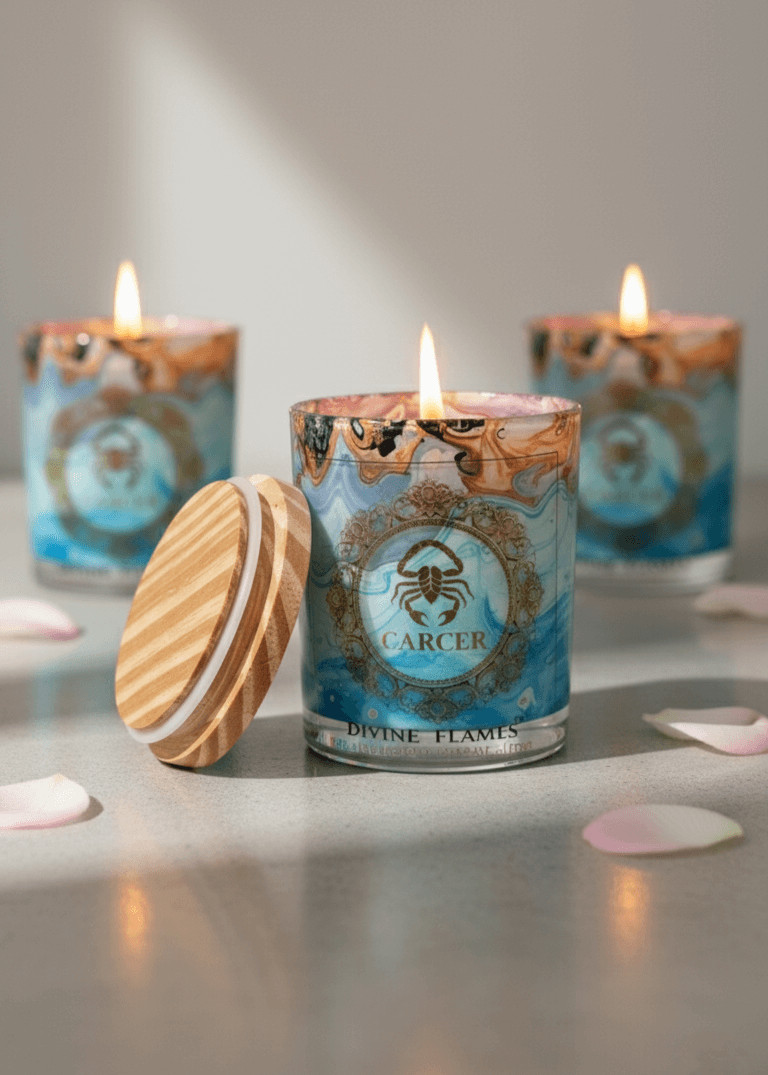 Cancer Zodiac Marble Glass Candle Cancer Zodiac Marble Glass Candle - Image 2