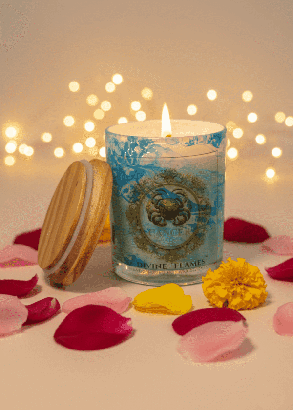 Cancer Zodiac Marble Glass Candle