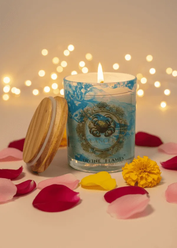 Cancer Zodiac Marble Glass Candle