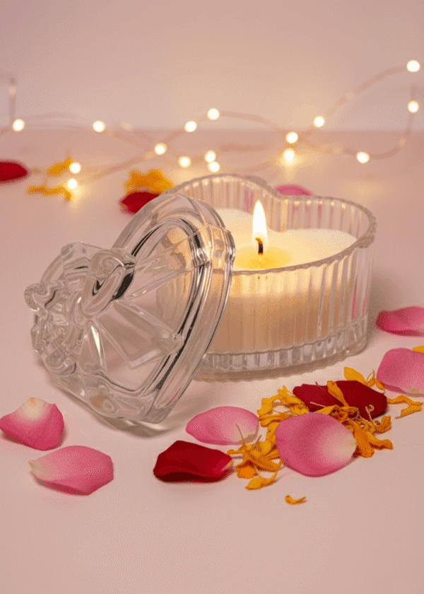 Crystal Heart Bow Candle