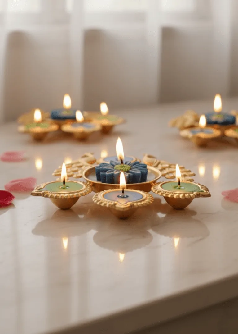 Royal Peacock Urli Candle Royal Peacock Urli Candle - Image 2