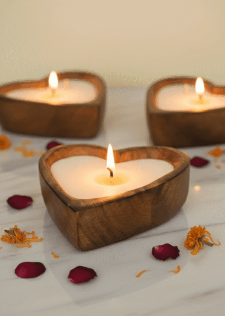 Wooden Heart Candle - Image 2