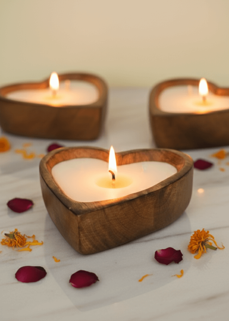 Wooden Heart Candle Wooden Heart Candle - Image 2