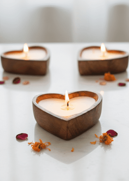 Wooden Heart Candle - Image 3