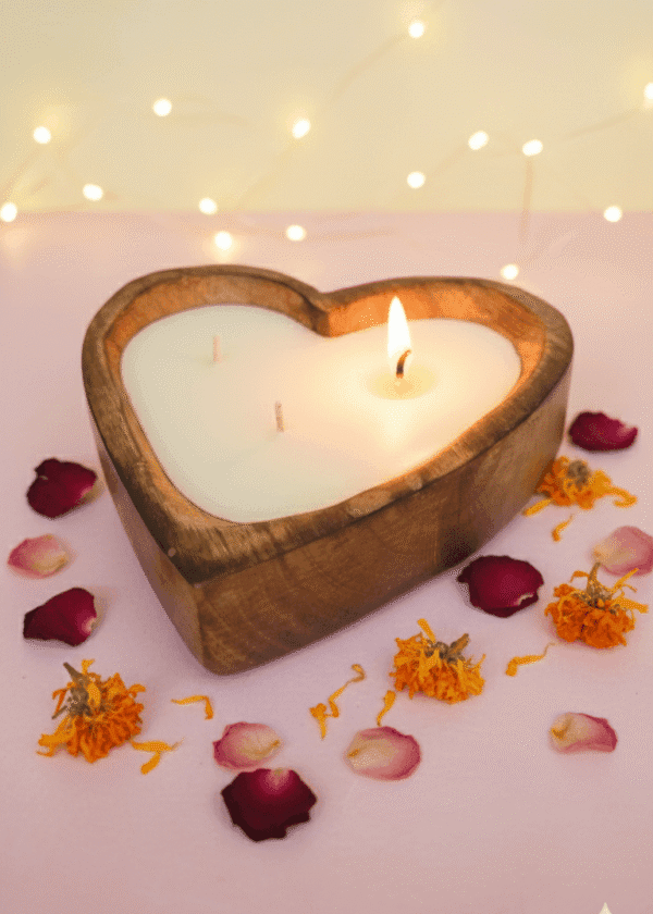 Wooden Heart Candle
