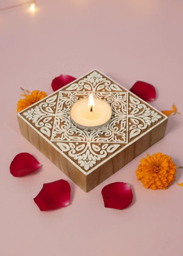 Wooden Glow Tealight Candle