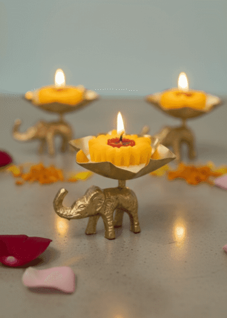 Sunflower Elephant Urli Candle - Image 2