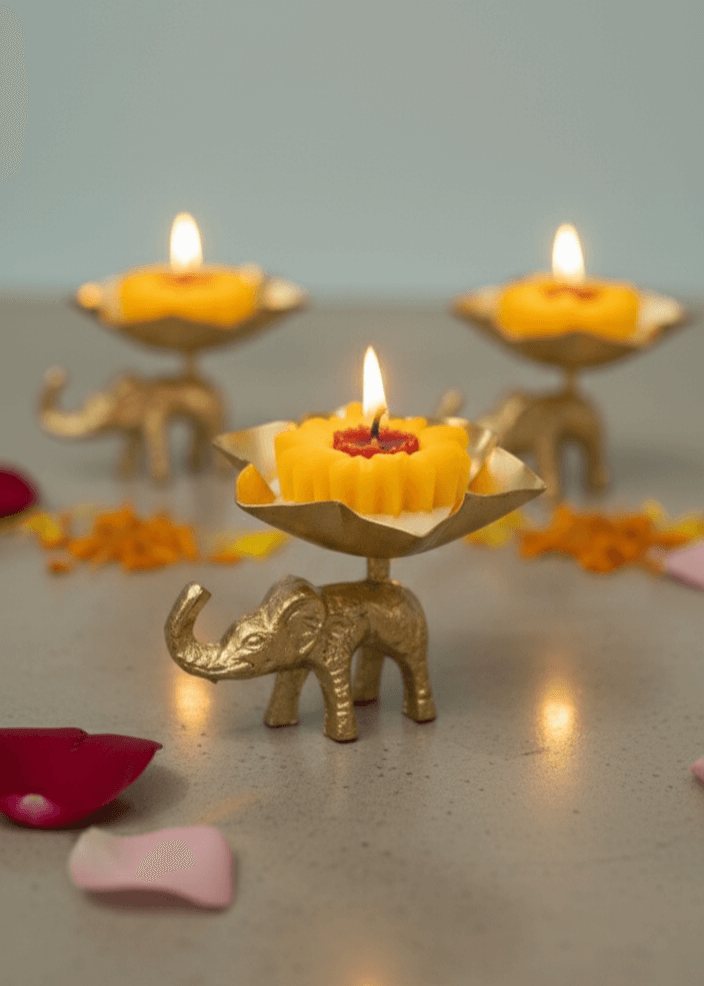 Sunflower Elephant Urli Candle Sunflower Elephant Urli Candle - Image 2