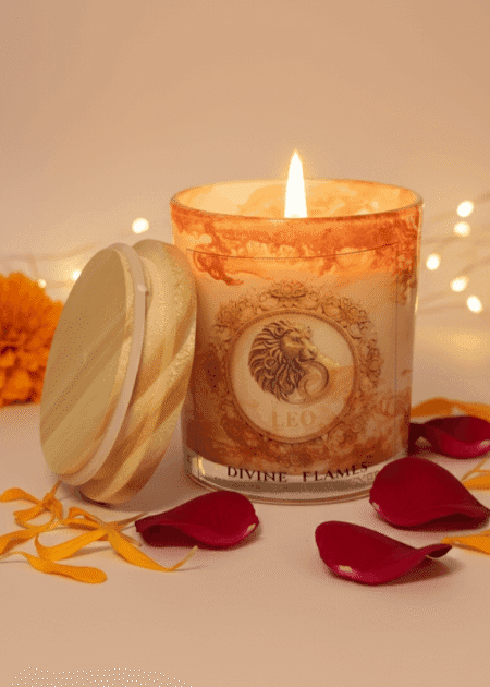 Leo Zodiac Marble Glass Candle