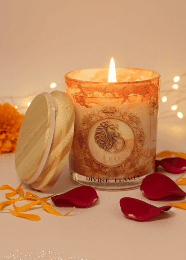 Leo Zodiac Marble Glass Candle
