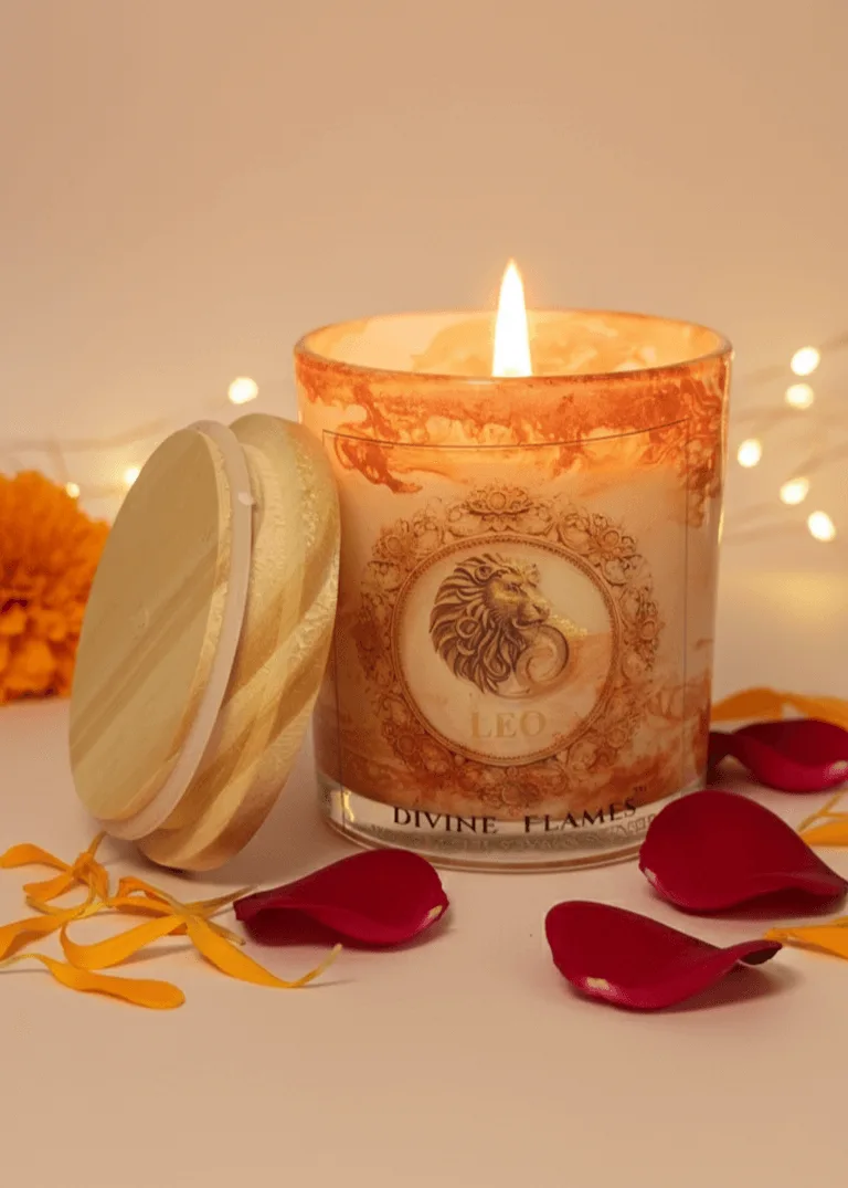 Leo Zodiac Marble Glass Candle Leo Zodiac Marble Glass Candle