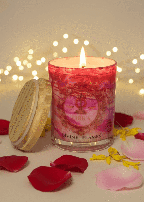 Libra Zodiac Marble Glass Candle