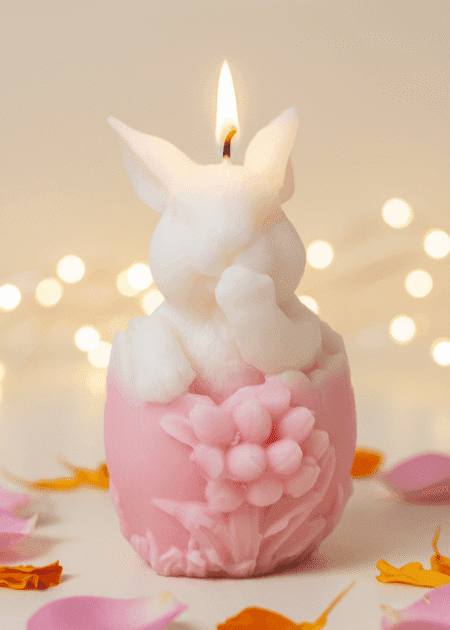 Egg Bunny with Flowers Candle