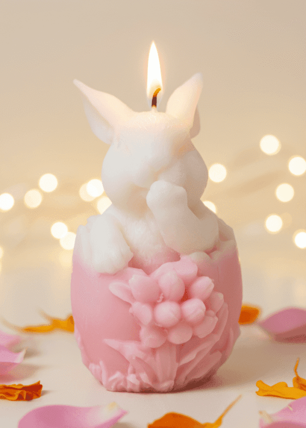 Egg Bunny with Flowers Candle