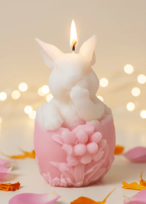 Egg Bunny with Flowers Candle