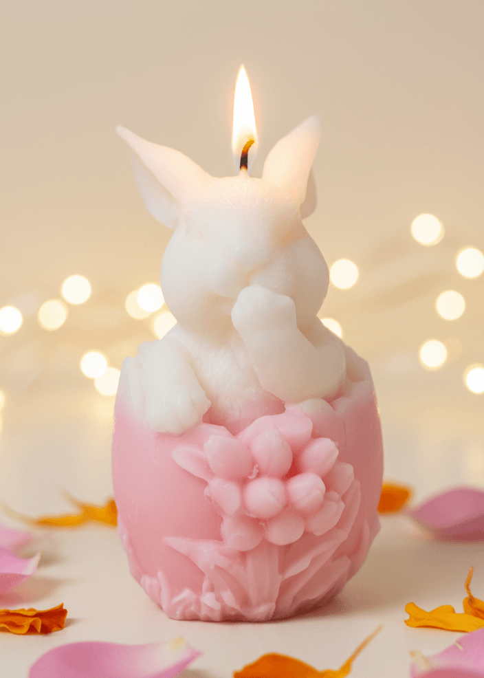 Egg Bunny with Flowers Candle Egg Bunny with Flowers Candle