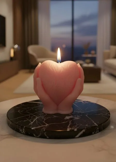 Heart in Hands Candle