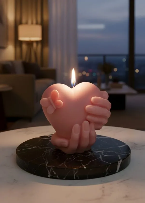 Heart on Palms with Butterfly Candle