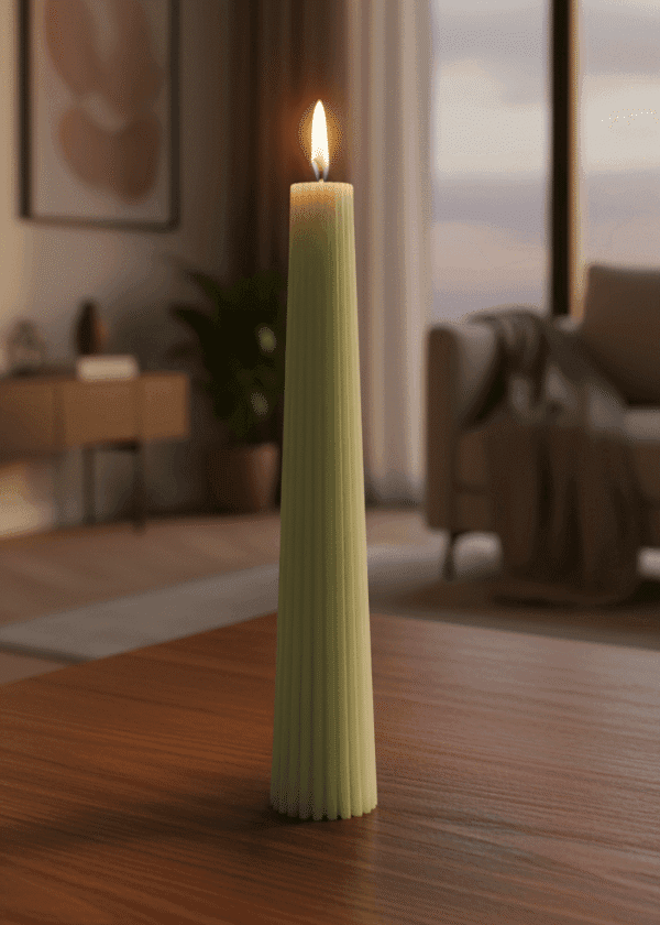 Striped Flute Taper Candle