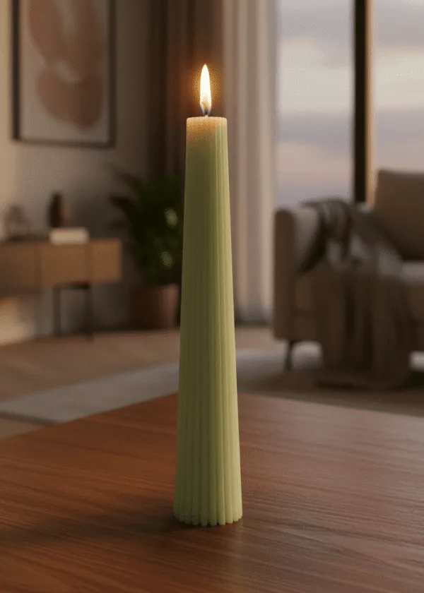 Striped Flute Taper Candle