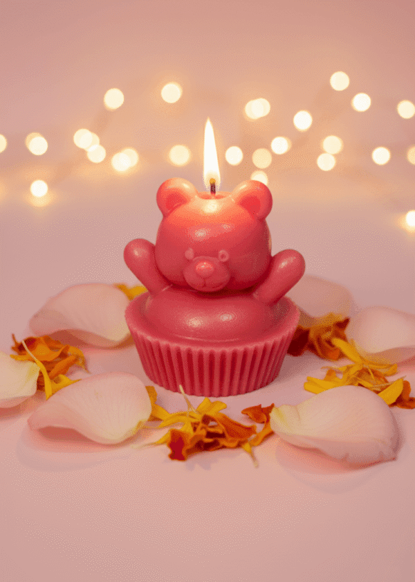 Teddy Cupcake Candle