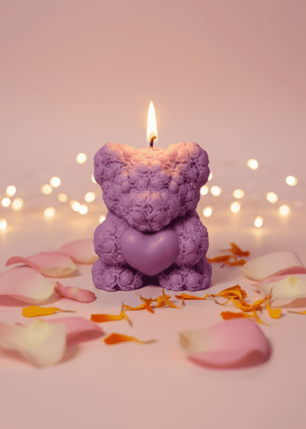 Teddy Rose Heart Candle