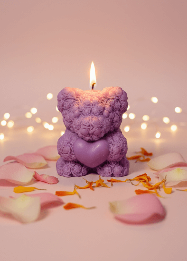 Teddy Rose Heart Candle Teddy Rose Heart Candle
