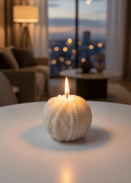 Yarn Ball Candle