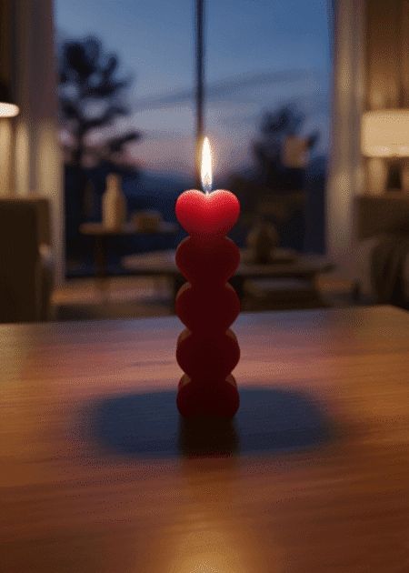 Stacked Hearts Pillar Candle [Set of 4]
