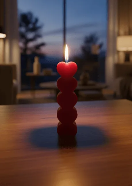 Stacked Hearts Pillar Candle [Set of 4]