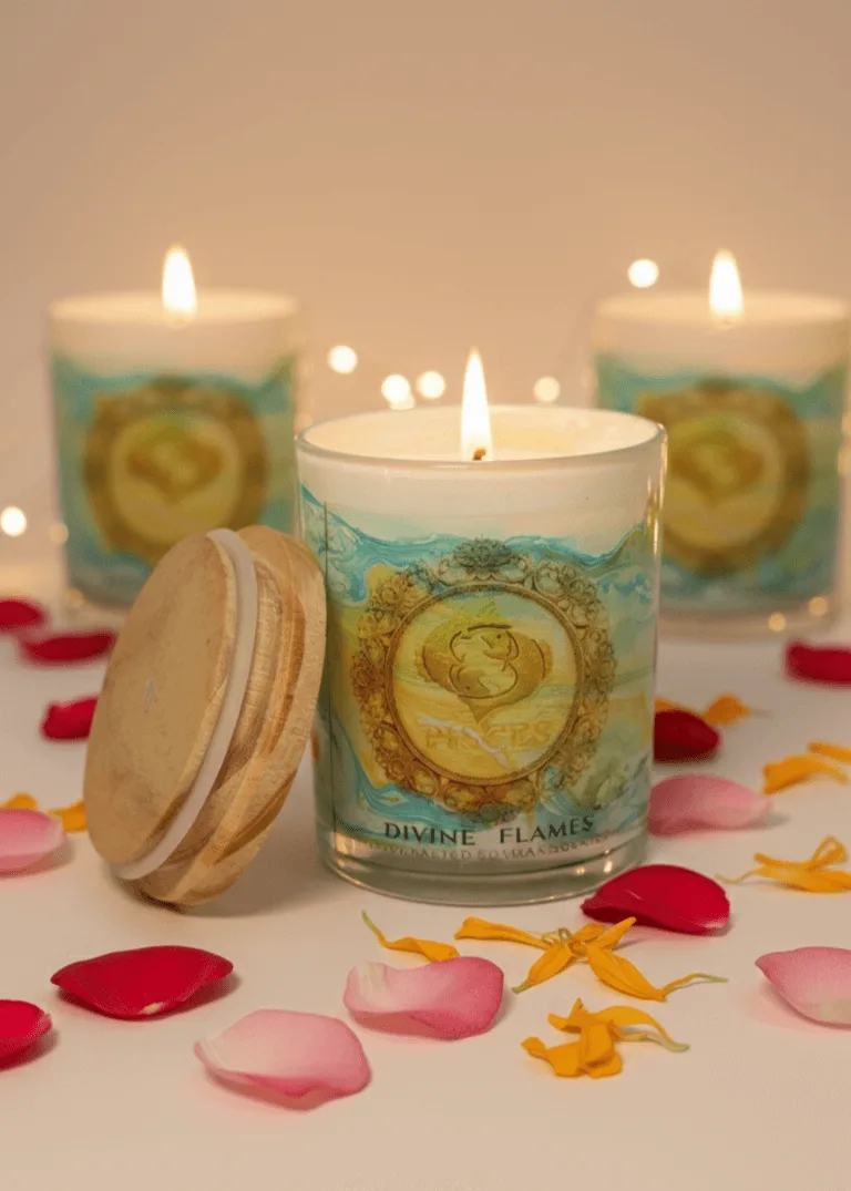 Pisces Zodiac Marble Glass Candle Pisces Zodiac Marble Glass Candle - Image 2