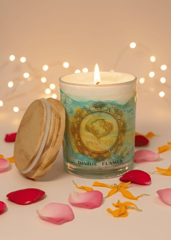 Pisces Zodiac Marble Glass Candle