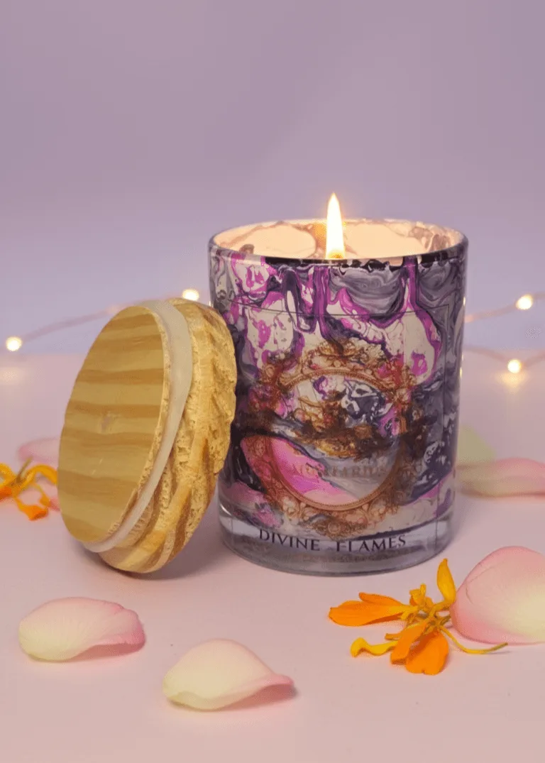 Sagitarius Zodiac Marble Glass Candle Sagitarius Zodiac Marble Glass Candle