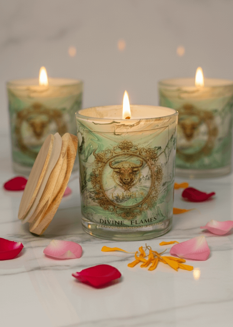 Taurus Zodiac Marble Glass Candle Taurus Zodiac Marble Glass Candle - Image 2